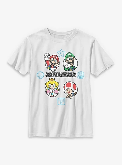 Nintendo Super Mario Fun Icons Group Youth T-Shirt