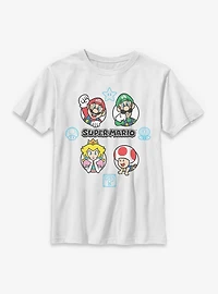 Nintendo Super Mario Fun Icons Group Youth T-Shirt