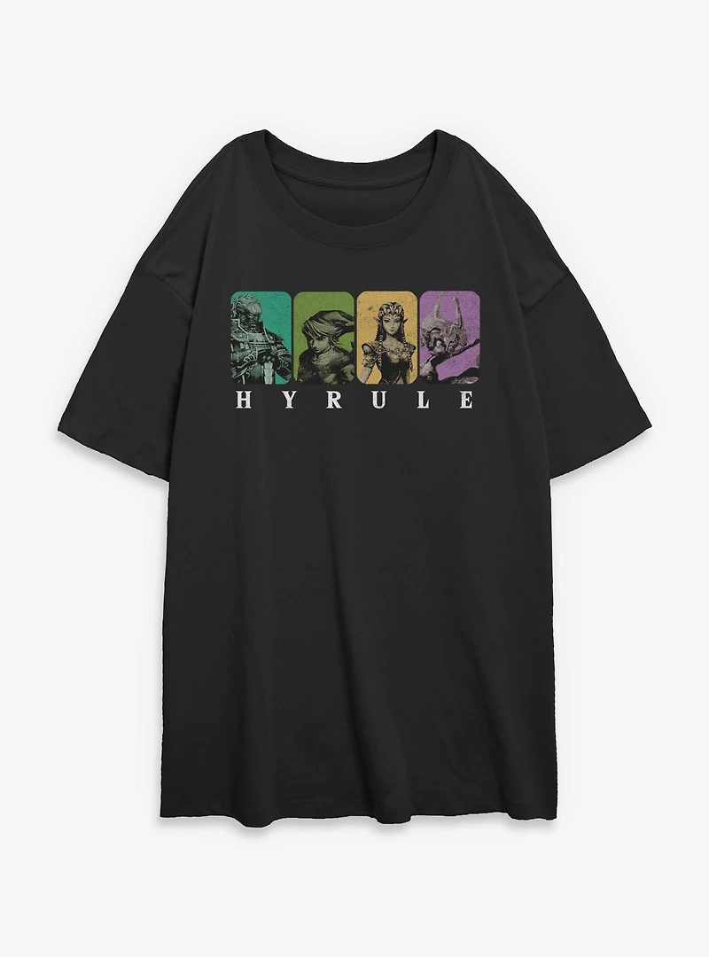 The Legend Of Zelda Hyrule Character Panels Womens Oversized T-Shirt