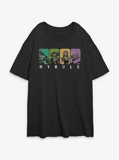 The Legend Of Zelda Hyrule Character Panels Womens Oversized T-Shirt