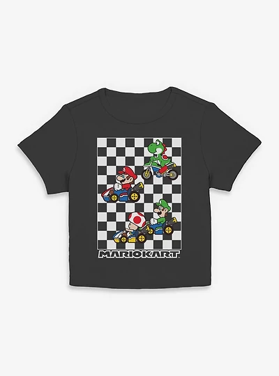 Nintendo Mario Kart Checkered Race Women Baby T-Shirt