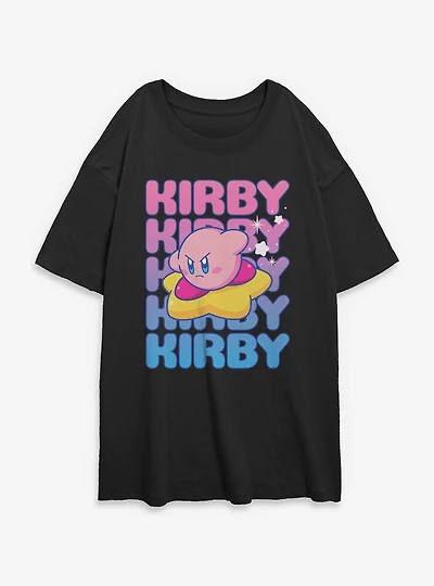 Nintendo Kirby Name Stack Star Womens Oversized T-Shirt