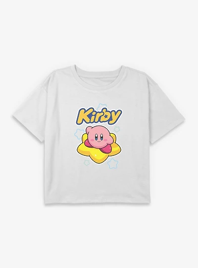 Nintendo Kirby Star Surfing Youth Girls Boxy Crop T-Shirt