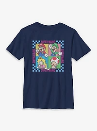 Nintendo Super Mario Checkered Squares Characters Youth T-Shirt