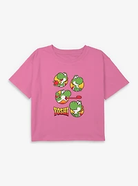 Nintendo Mario Yoshi Moods Youth Girls Boxy Crop T-Shirt