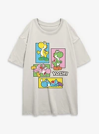 Nintendo Mario Yoshi Boxes Womens Oversized T-Shirt