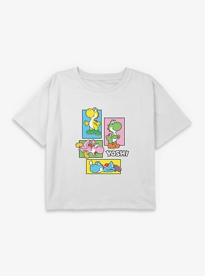 Nintendo Mario Yoshi Boxes Youth Girls Boxy Crop T-Shirt