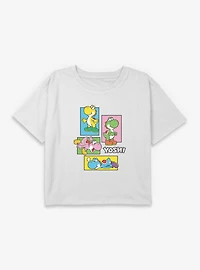 Nintendo Mario Yoshi Boxes Youth Girls Boxy Crop T-Shirt
