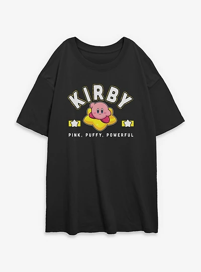 Nintendo Kirby Star Pink Puffy Powerful Womens Oversized T-Shirt