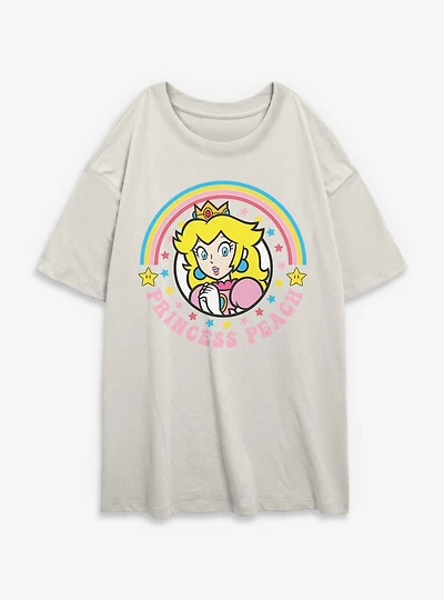 Nintendo Mario Colorful Princess Peach Womens Oversized T-Shirt