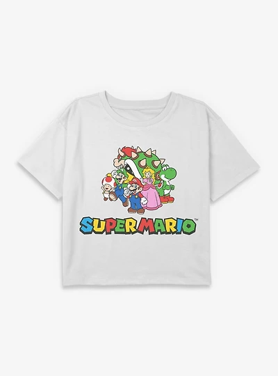 Nintendo Super Mario Group Ready Youth Girls Boxy Crop T-Shirt