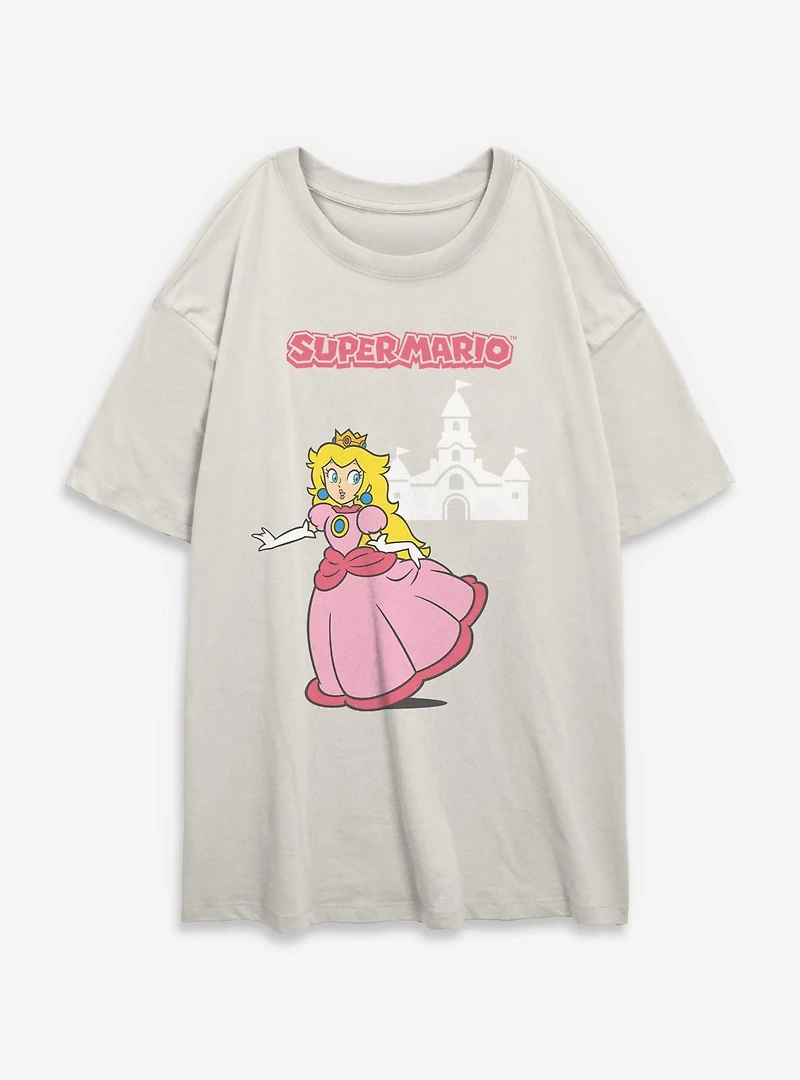 Nintendo Super Mario Princess Peach Running Womens Oversized T-Shirt