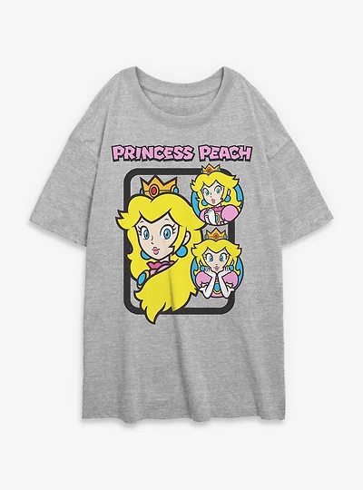 Nintendo Mario Princess Peach Circle Collage Womens Oversized T-Shirt