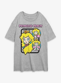 Nintendo Mario Princess Peach Circle Collage Womens Oversized T-Shirt