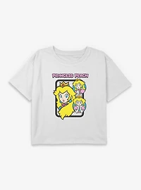 Nintendo Mario Princess Peach Circle Collage Youth Girls Boxy Crop T-Shirt