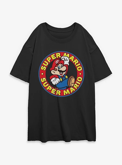 Nintendo Super Mario Badge Womens Oversized T-Shirt