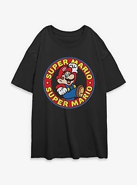 Nintendo Super Mario Badge Womens Oversized T-Shirt