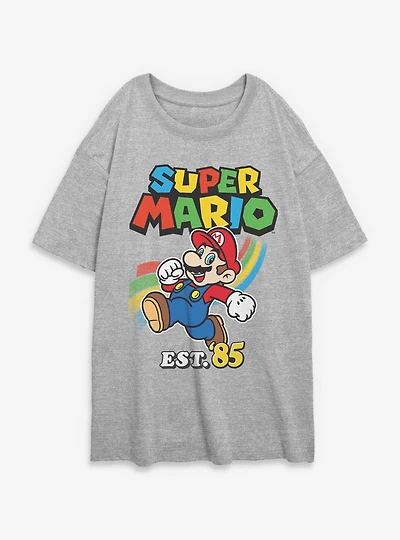 Nintendo Super Mario Est 85 Jump Womens Oversized T-Shirt