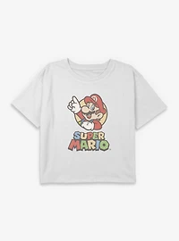 Nintendo Super Mario Vintage Icon Youth Girls Boxy Crop T-Shirt