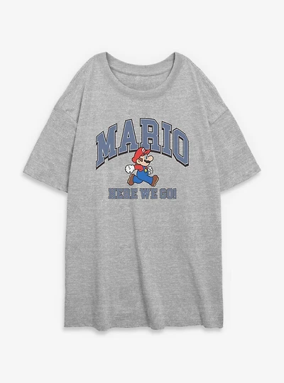 Nintendo Mario Here We Go Womens Oversized T-Shirt