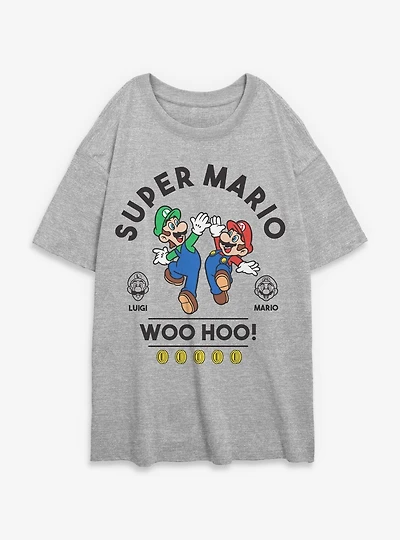 Nintendo Super Mario WooHoo Luigi Womens Oversized T-Shirt