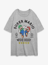 Nintendo Super Mario WooHoo Luigi Womens Oversized T-Shirt