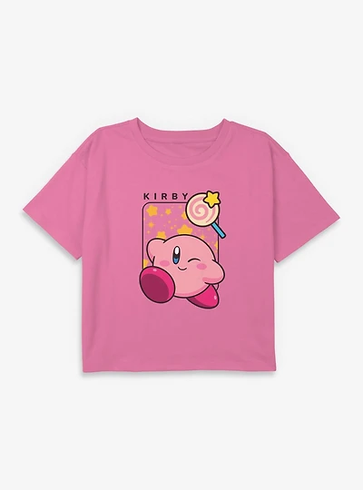 Nintendo Kirby Sweet Wink Youth Girls Boxy Crop T-Shirt