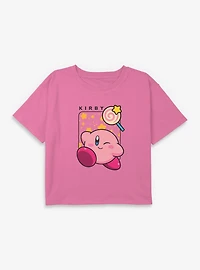Nintendo Kirby Sweet Wink Youth Girls Boxy Crop T-Shirt