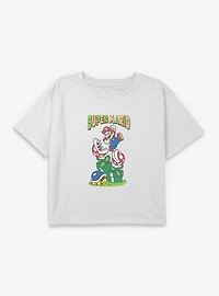 Nintendo Super Mario Adventures Youth Girls Boxy Crop T-Shirt