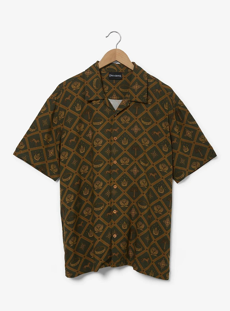 the Lord of Rings Allover Print Woven Button-Up — BoxLunch Exclusive
