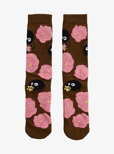Studio Ghibli® Spirited Away Soot Sprites Floral Allover Print Crew Socks - BoxLunch Exclusive