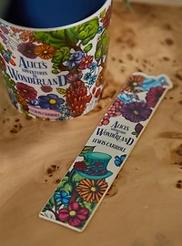 Alice's Adventures in Wonderland Floral Faux Leather Bookmark