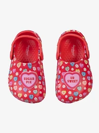 Sweethearts Conversation Hearts Adorable Slip-On Girls Toddler Clogs Red