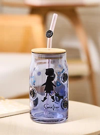 Coraline Button Silhouettes Glass Cup with Straw - BoxLunch Exclusive
