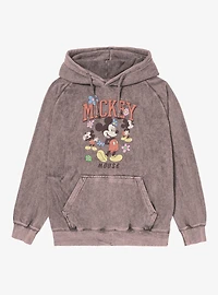 Disney Mickey Mouse Flower Collage Mineral Wash Hoodie