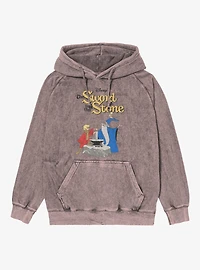 Disney The Sword Stone Poster Arthur And Merlin Mineral Wash Hoodie