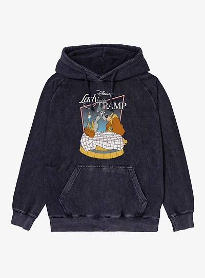 Disney Lady And The Tramp Dinner Kiss Mineral Wash Hoodie