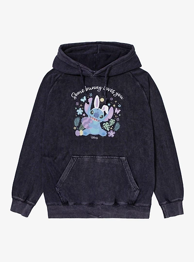 Disney Lilo And Stitch Some Bunny Loves You Easter Mineral Wash Hoodie