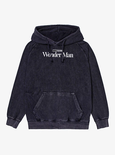 Marvel Wonder Man Black And White Show Logo Mineral Wash Hoodie