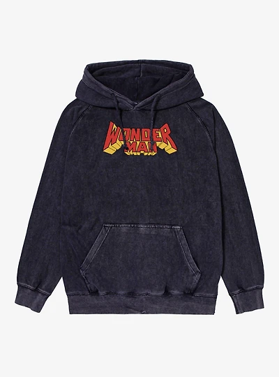 Marvel Comics Wonder Man Block Letter Header Mineral Wash Hoodie