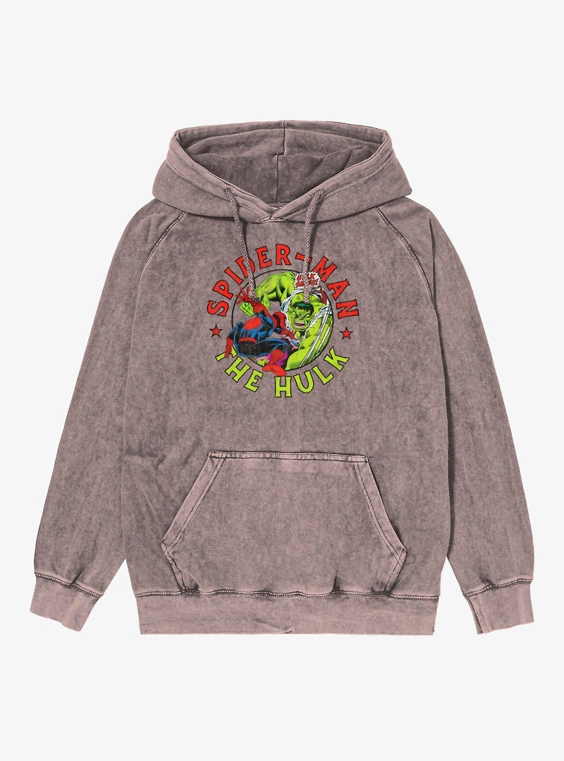 Marvel Comics Hulk Smash Spider-Man Circle Mineral Wash Hoodie
