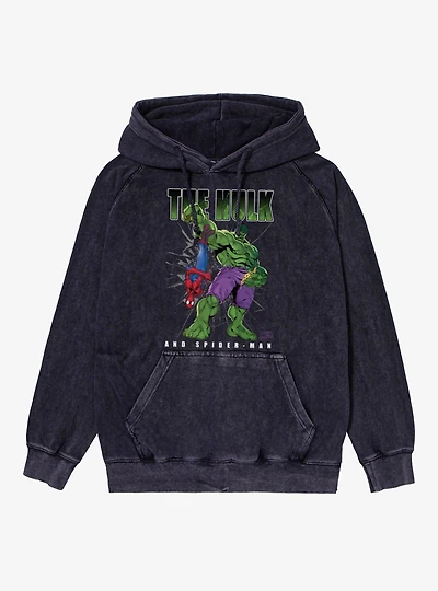 Marvel Comics Hulk Spider And Pizza Mineral Wash Hoodie
