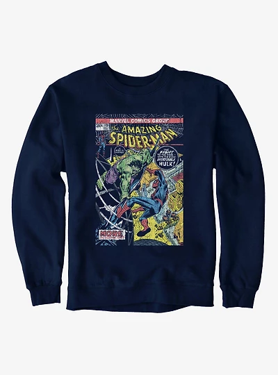 Marvel Comics Cover Hulk Punch Spider-Man Sweatshirt