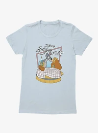 Disney Lady And The Tramp Dinner Kiss Womens T-Shirt