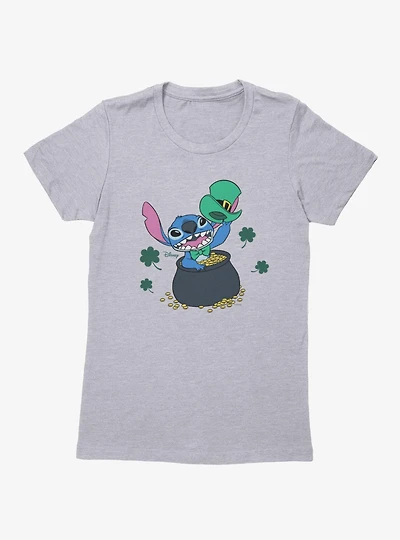 Disney Lilo And Stitch St. Patrick's Pot Of Gold Womens T-Shirt