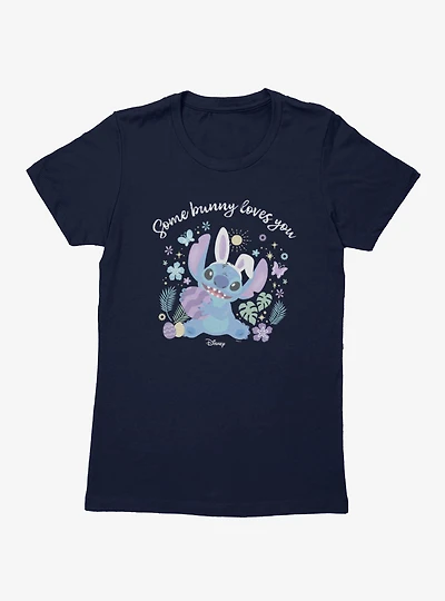 Disney Lilo And Stitch Some Bunny Loves You Easter Womens T-Shirt
