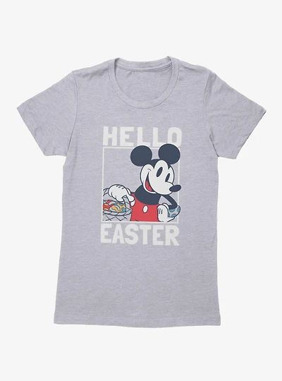 Disney Mickey Mouse Hello Easter Egg Basket Womens T-Shirt