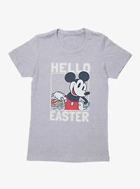 Disney Mickey Mouse Hello Easter Egg Basket Womens T-Shirt