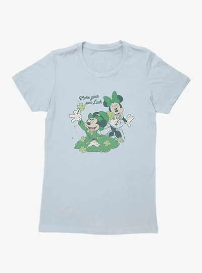 Disney Mickey Mouse And Minnie St. Patrick's Make Your Own Luck Womens T-Shirt
