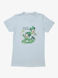 Disney Mickey Mouse And Minnie St. Patrick's Make Your Own Luck Womens T-Shirt